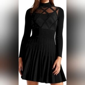 Ted Baker London Sheer Argyle Skater Dress NEW